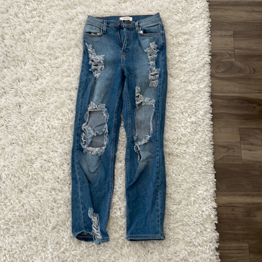 Vibrant M.I.U size 3 distressed “boyfriend jeans”